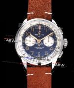 BLS Replica V2 Breitling Premier B01 Chronograph 42 Norton Edition Black White Dial Brown Strap Watch